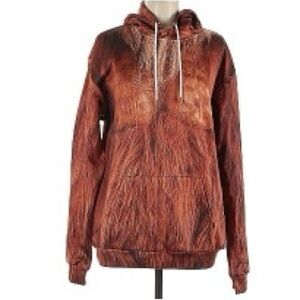 DYKHMILY Pullover Tye Dye Pattern Hoodie, Kangaroo Pockets, Women’s M,Brown Rust